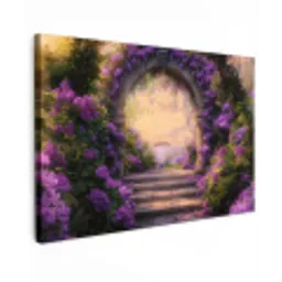 Poort - Paars - Bloemen Tuinposter op houten frame 2 cm dik klein -3d