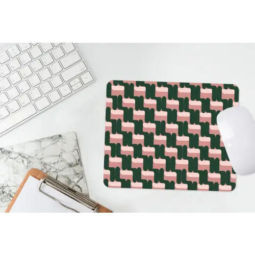 Vlechtpatroon - Groen - Roze - Geometrisch muismat rubber klein 262 -witbureau