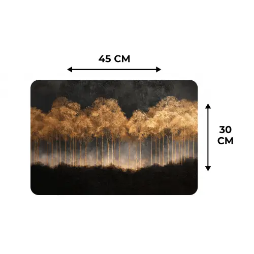 Gouden Bomen in Mistig Landschap Placemat vinyl groot -specs