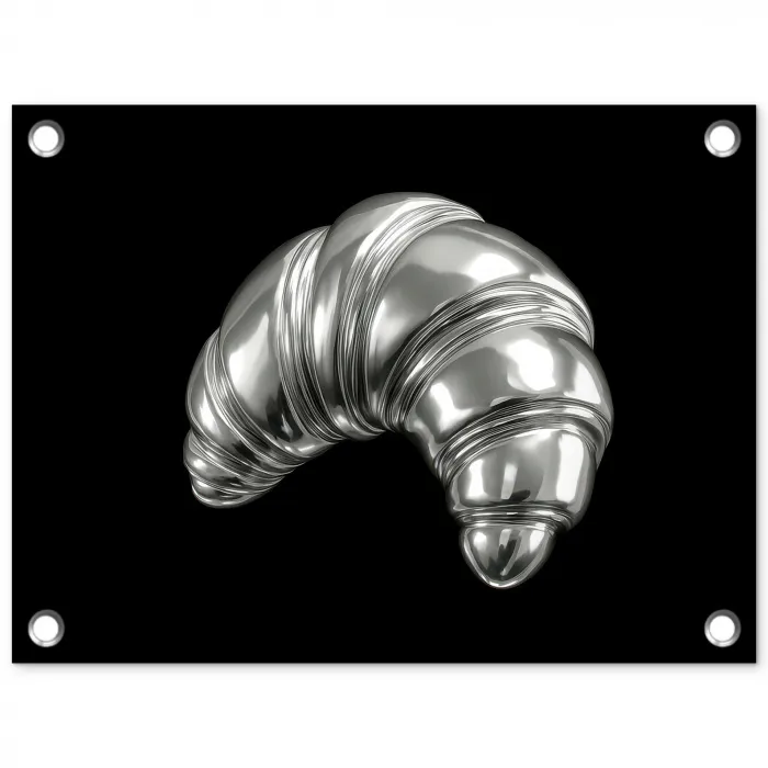 Croissant - Metaal - Zilver tuinposter los doek klein -3d