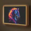 Paard - Dier - Rook - Zwart - Kleuren Light Box met batterij (Wandlamp kind) middel -z3d_website