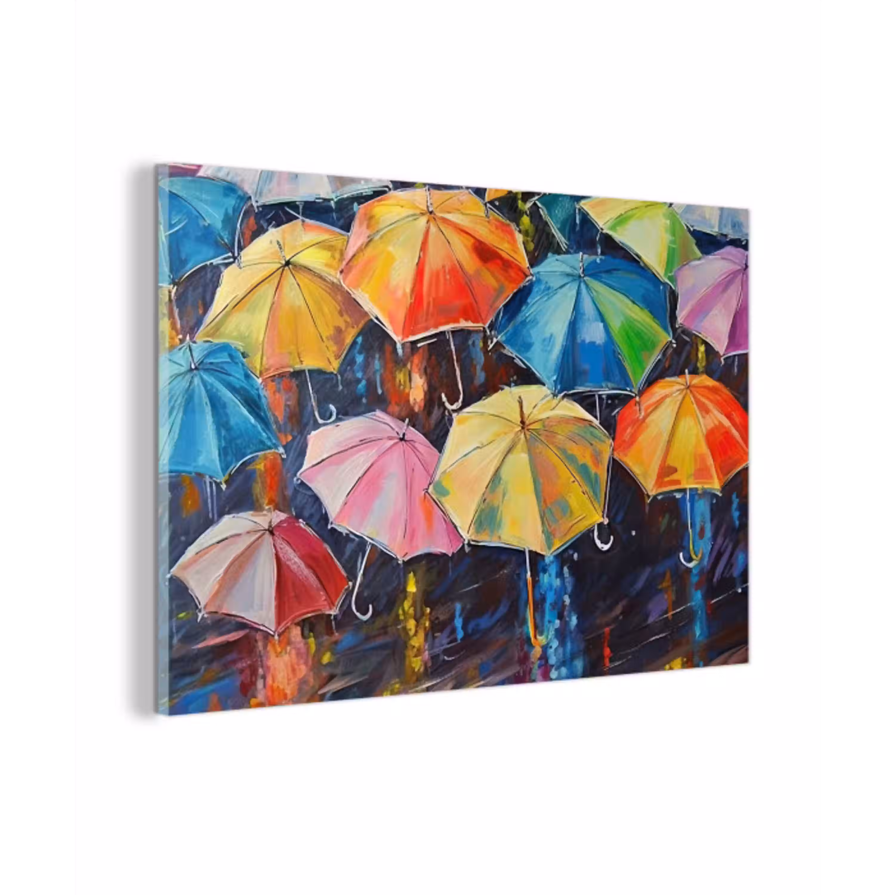 Paraplu's - Schilderij - Kunst - Regenboog plexiglas 5mm klein -z3d