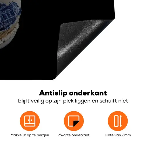 Eten - Macarons - Delfts blauw - Koekjes Inductie beschermer vinyl 3mm klein -zzzzzzz-td-onderkant
