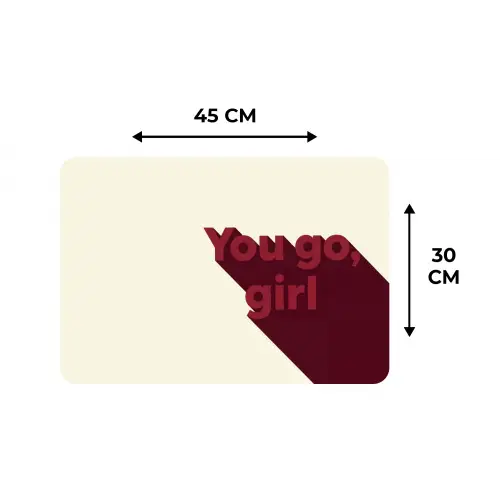you go girl - 3D - Rood Placemat vinyl groot -specs
