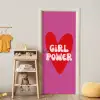 Girl power - Hart - Roze - Rood deurposter klein -sfeer4