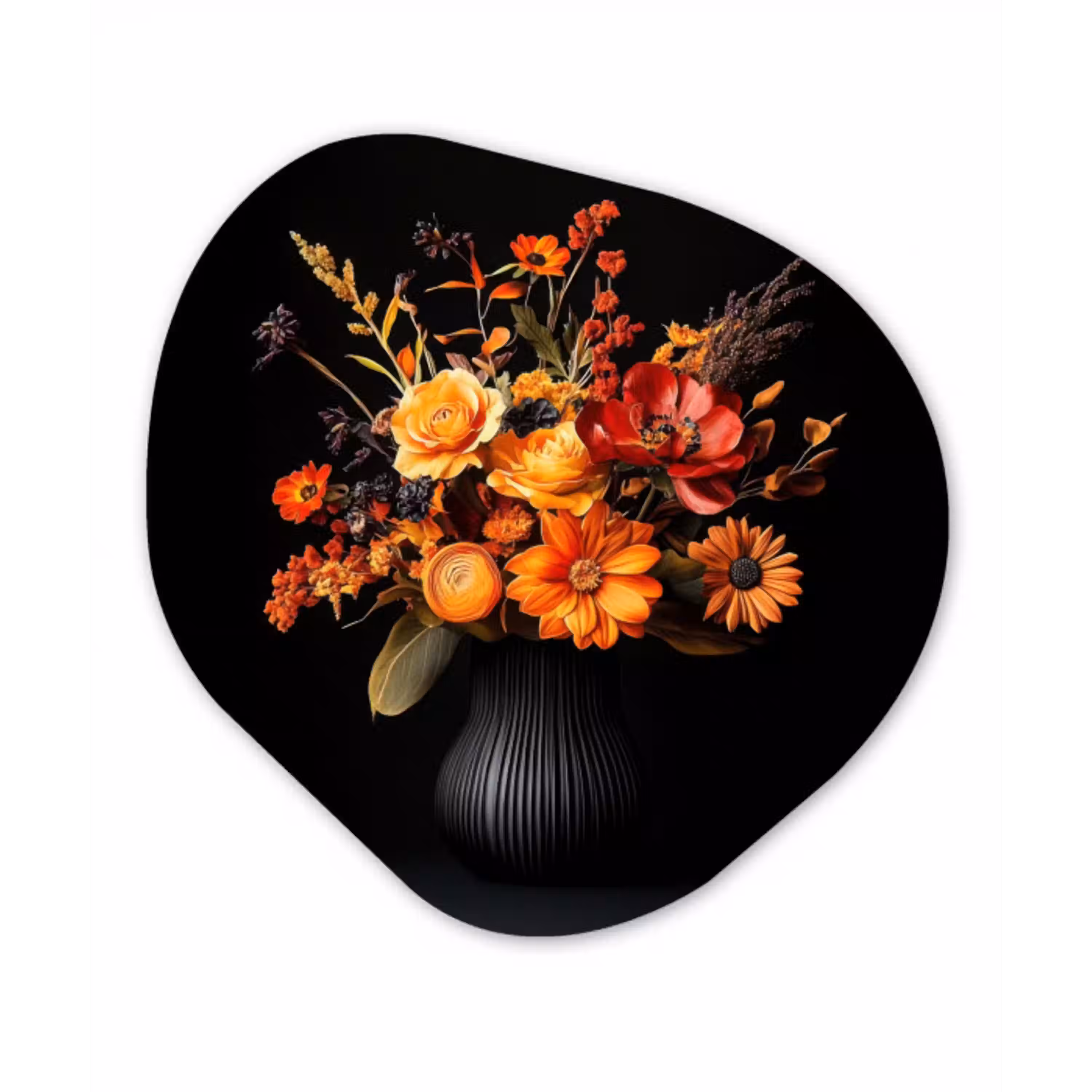Herfst - Boeket - Oranje Wandcirkel Organisch Forex 3mm klein -3d