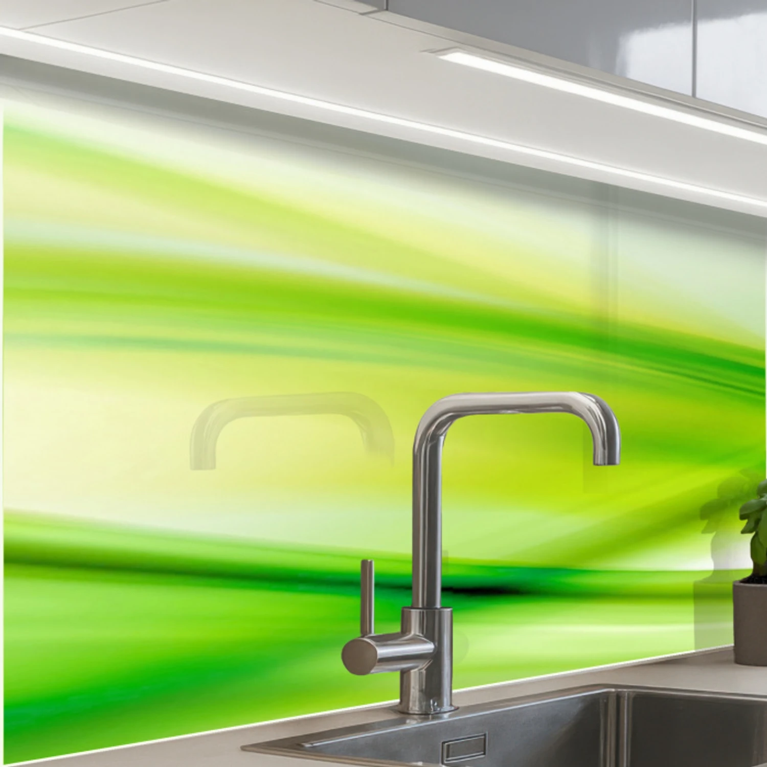 Golven - Abstract - Groen keuken achterwand 2 middel -zzzz3d_schuin