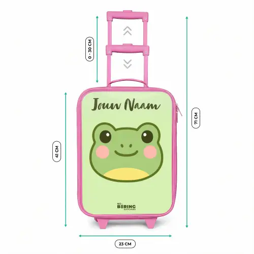 Kawai - Kikker - Groen Kinderkoffer - Roze klein -productfoto_formaten