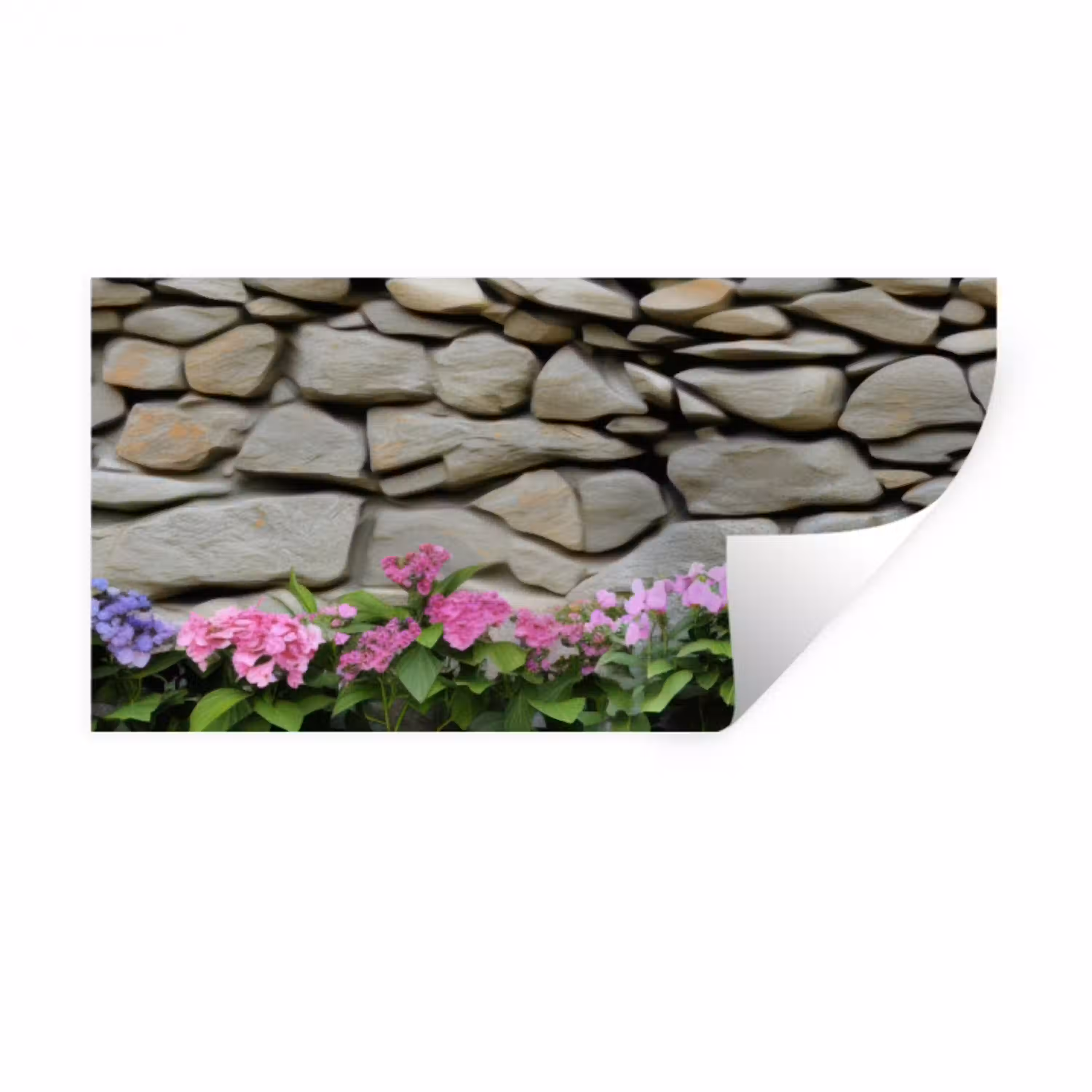 Hortensia’s - Stenen - Muur - Bloemen Muursticker klein -3d