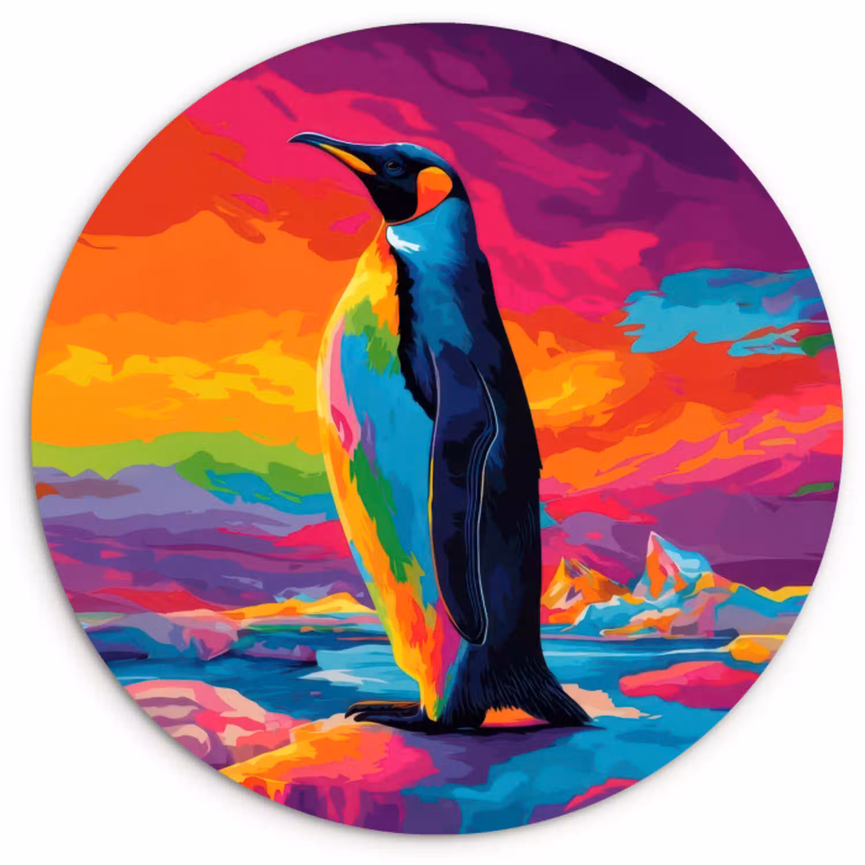Ijsschots - Pinguïn - Abstract - Lucht Wandcirkel kunststof plaat 5mm dik klein -3d