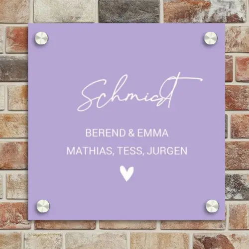 Effen - Lila - Sierlijk Naambord Vierkant klein -sfeer2