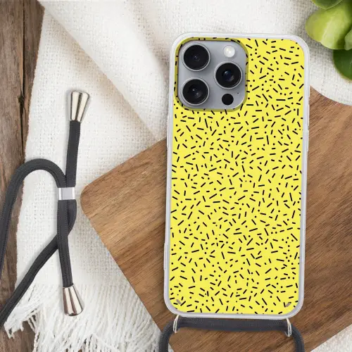 Gaming - Stippen - Strepen - Geel Hoesje iPhone 16 Pro Max met koord klein -sfeer4