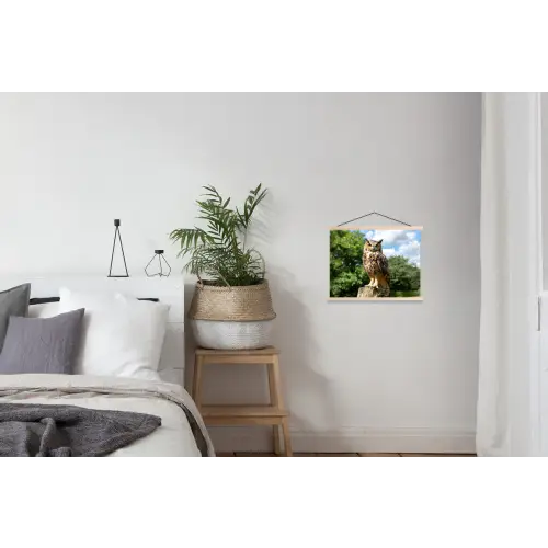 Uil - Boomstronk - Bos - Lucht textielposter latten blank klein -woonkamer