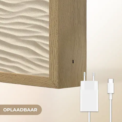 Zand - Golven - Beige Light Box met batterij (Wandlamp) middel 907 -USP_websiteoplaadbaarNL