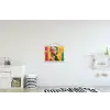 Vrouw - Verfstrepen - Gekleurd textielposter latten blank klein -kinderkamer