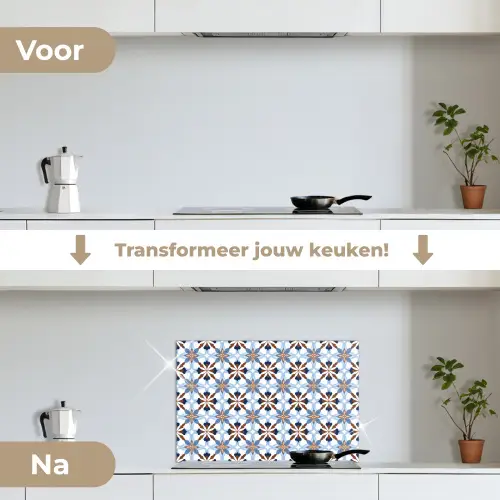 Ornament - Tegel - Kleurrijk keuken achterwand spatscherm klein 900 -voor_na_NL