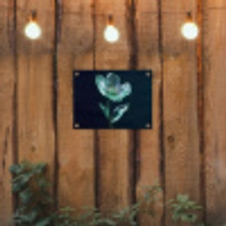 Bladeren - Bloem - Glazen - Donkerblauw tuinposter los doek klein -sfeer1