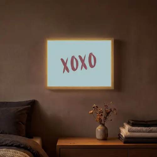 XOXO - Blauw - Rood Light Box met batterij (Wandlamp) middel -sfeer4