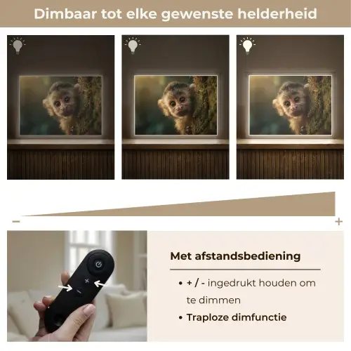 Aap - Boomstronk - Bruin Light Box met batterij (Wandlamp kind) middel -USP_dimbaarNL