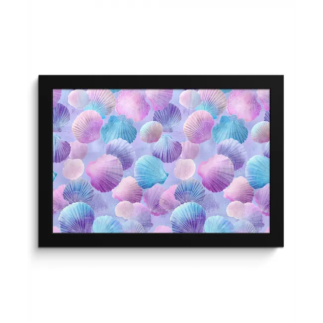 Schelpen - Paars - Blauw - Patroon fotolijst zwart zonder passe partout klein -3d