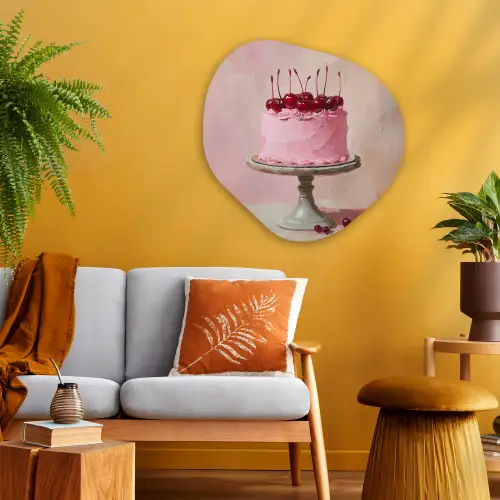 Taart - Pink - Cherry Wandcirkel Organisch Aluminium middel -sfeer4