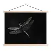 Libelle - Dieren - Zwart - Insect textielposter latten blank klein -3d