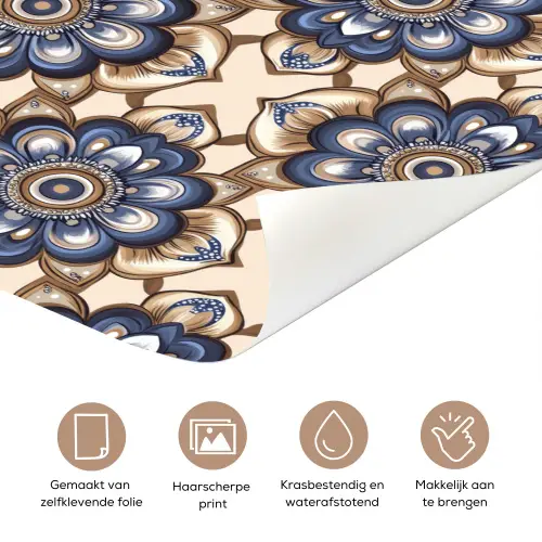 Floraal - Ornament - Blauw deurposter klein 289 -closeup_NL