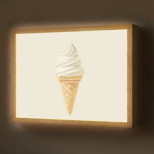 Softijs - Hoorntje - Wit Light Box met batterij (Wandlamp) middel -z3d_website