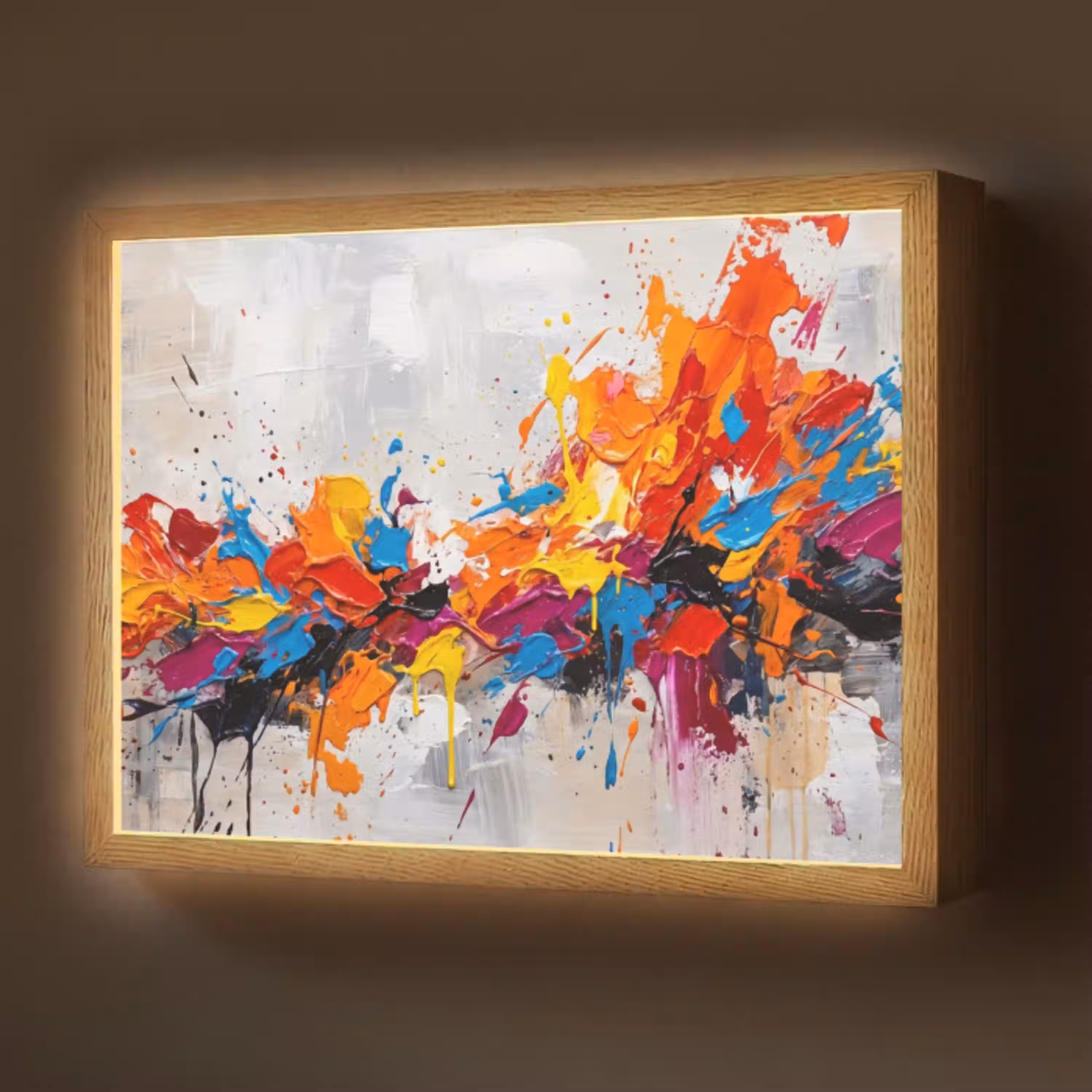 Abstract - Schilderij - Kleurrijk - Dynamisch Light Box met batterij (Wandlamp) middel -z3d_website