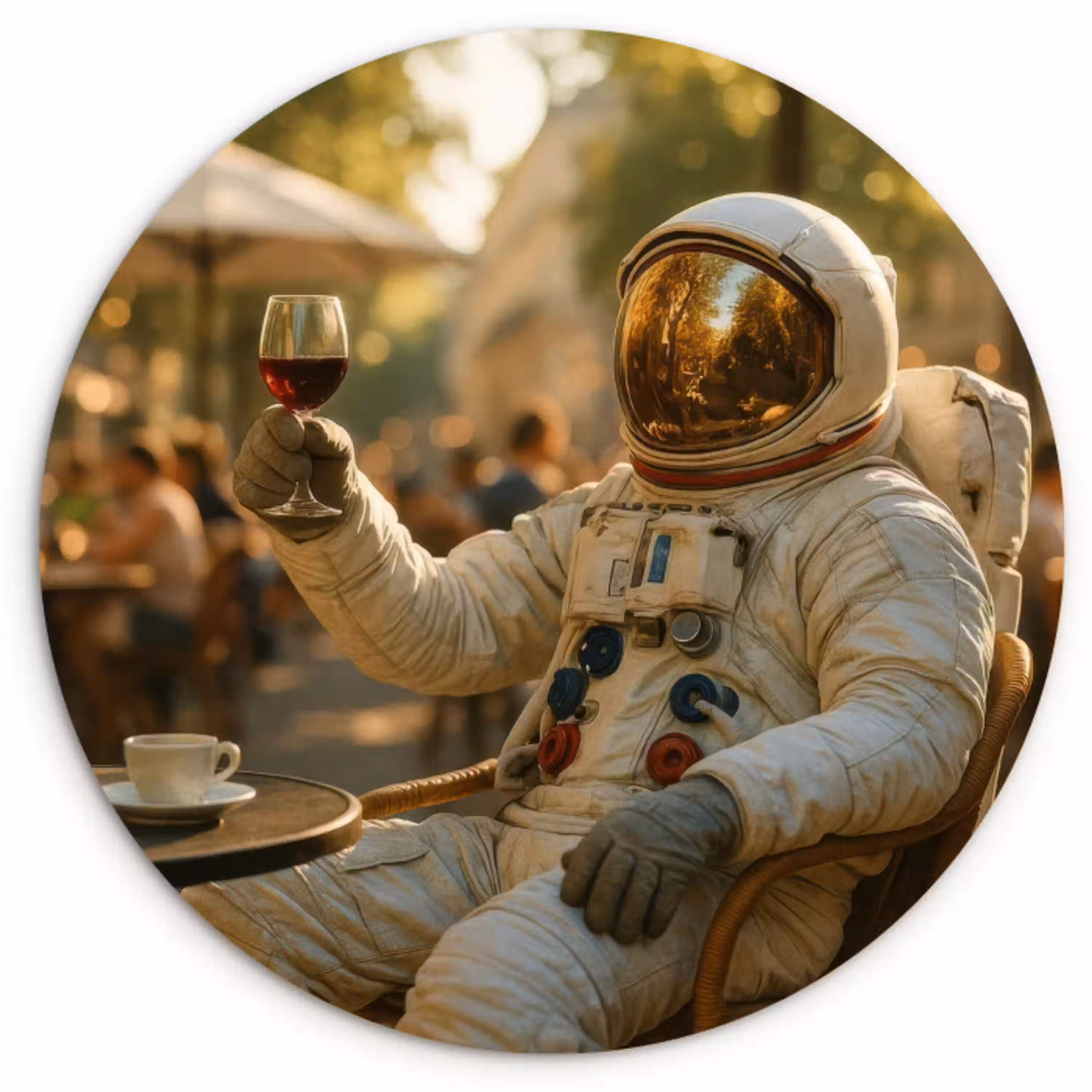 Wijn - Rood - Terras - Koffie Wandcirkel kunststof plaat 5mm dik klein -3d