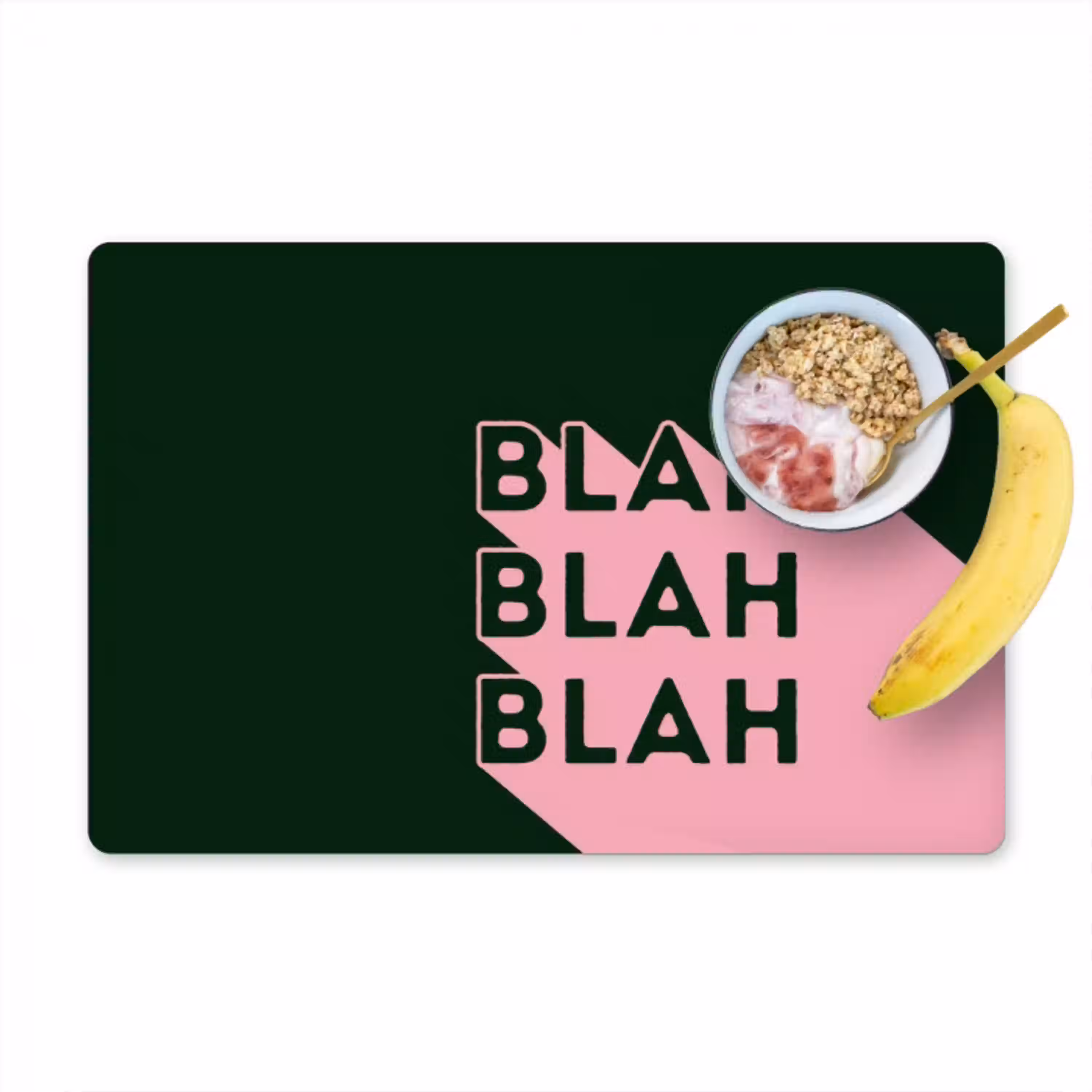 Donkergroen - Tekst - Schaduw - Grafisch Placemat vinyl groot -zzzproduct_Kitchenyeah-website