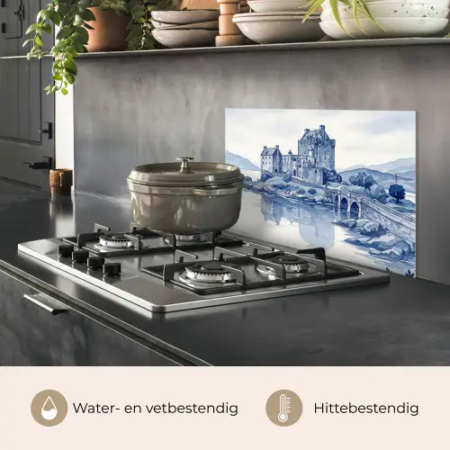 Schots - Kasteel - Blauw - Aquarel keuken achterwand spatscherm klein -usp_NL