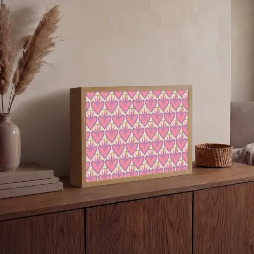 Patroon - Roze - Hartjes Light Box met batterij (Wandlamp) middel 907 -sfeer2