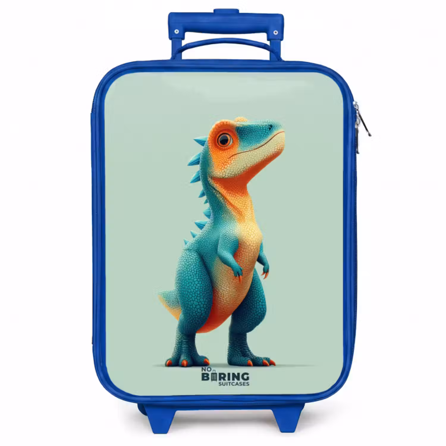 Kinderkoffer Blau - Robuster Dino mit großen Augen