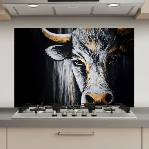 Stier - Hoorns - Snuit - Goud keuken achterwand spatscherm klein -3d_website