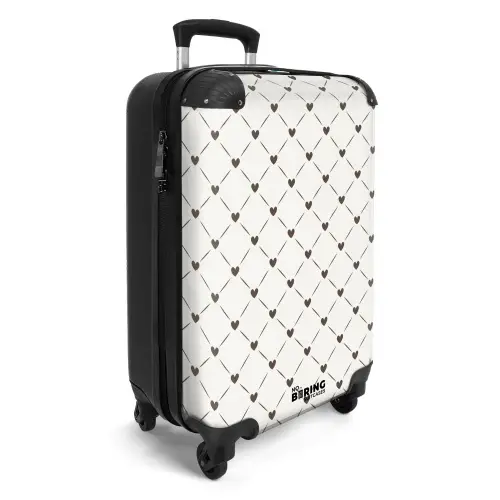Crèmekleurige achtergrond met bruine hartjes NBS - Handbagage koffer - Volwassenen Unisex middel -productfoto_3d