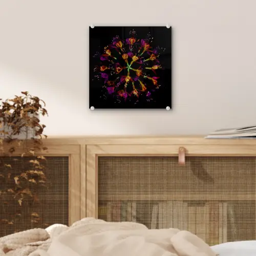 Bloemen - Oranje - Roze - Zwart plexiglas 5mm klein -sfeer4