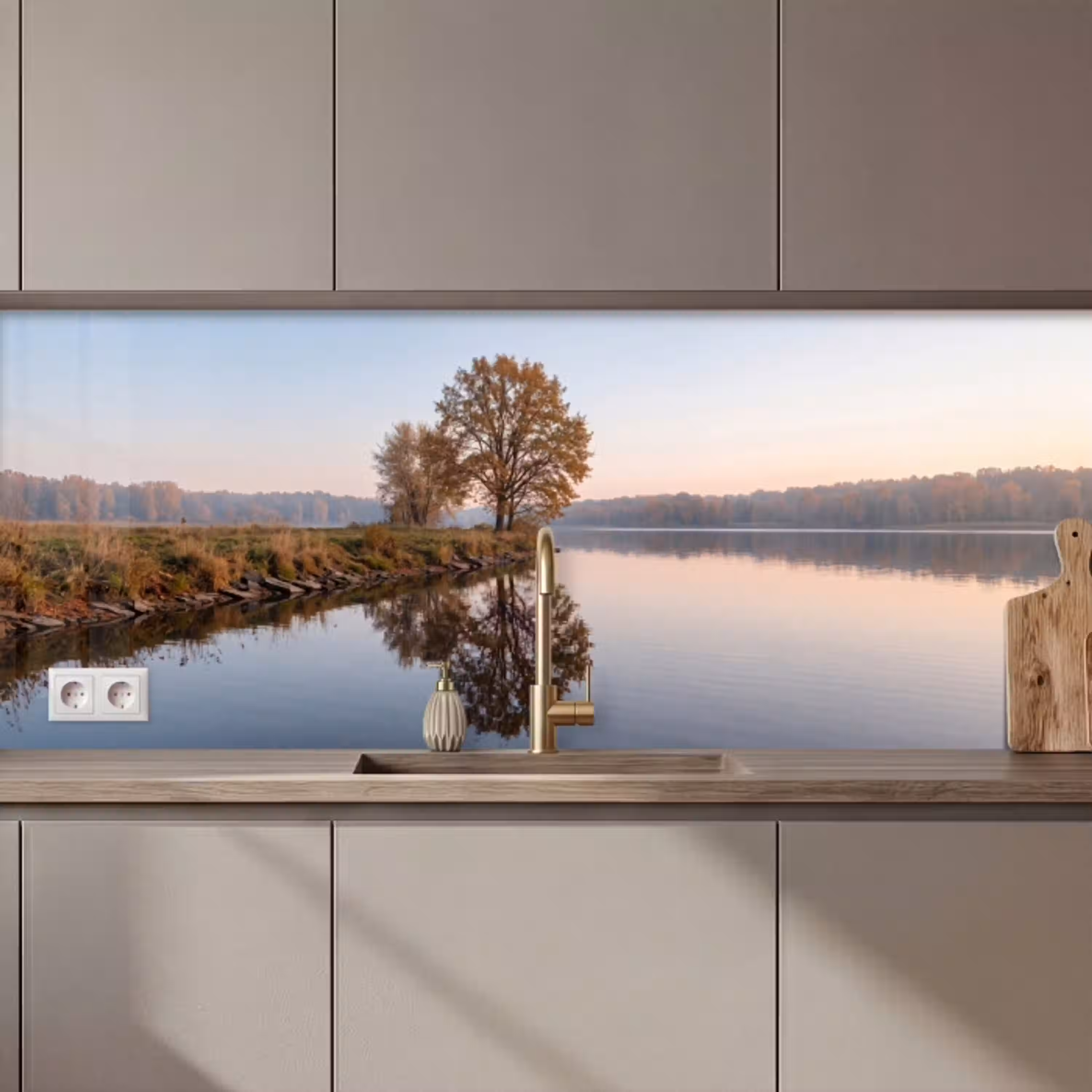 Bomen - Reflectie - Water - Zonsopgang - Serene keuken achterwand 2 middel zz_3dshopping