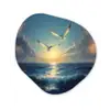 Meeuwen - Zee - Wolken -Blauw Wandcirkel Organisch Plexiglas middel -3d