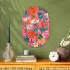 Roze - Bloemen - Wit - Oranje Wandcirkel Ovaal Forex klein -sfeer2