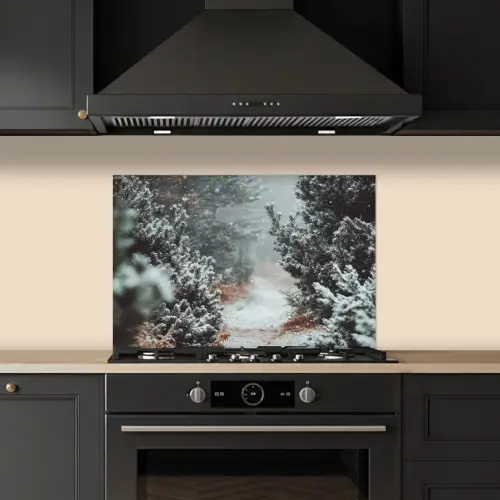Bos - Winter - Bomen - Natuur - Pad - Sneeuw keuken achterwand spatscherm klein -sfeer1