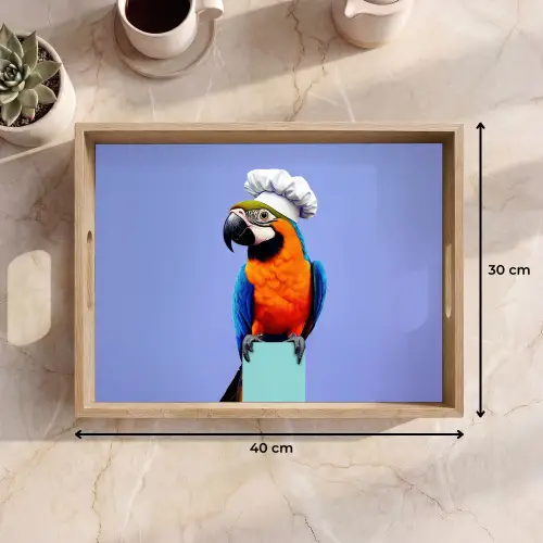 Papegaai - Koksmuts - Vogel - Leuk Dienblad Rechthoek middel -USP_Formaat