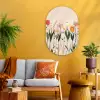 Pasteltinten - Bloemen - Illustratie Wandcirkel Ovaal Glas middel -sfeer4