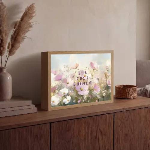 Quote - Bloemen - Schilderachtig Light Box met batterij (Wandlamp) middel -sfeer2