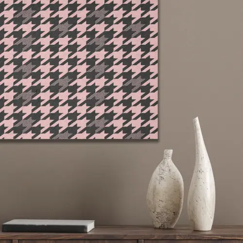 Plaid - Patroon - Zwart - Roze PET vilt klein 837 -sfeer6_closeup