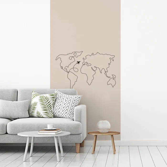 Wereldkaart - Simpel - Vliegtuig fotobehang vinyl groot -woonkamer