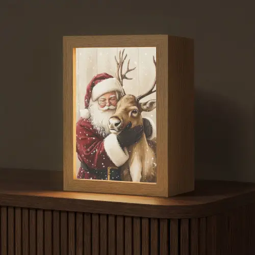 Kerstman - Rendier - Sneeuw - Kleurrijk Light Box met kabel (Tafellamp) klein -z3d_website