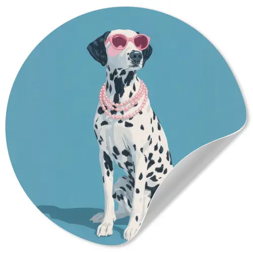 Dalmatiër - Zonnebril - Blauw Wandcirkel behangsticker klein -3d