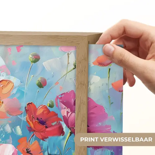 Bloemen - Kleurrijk - Waterverf - Natuur - Zomer Light Box met batterij (Wandlamp) middel -USP_websiteprintNL