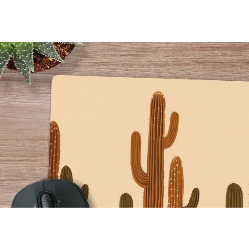 Cactus - Woestijn - Zand - Bruin muismat rubber klein -closeup